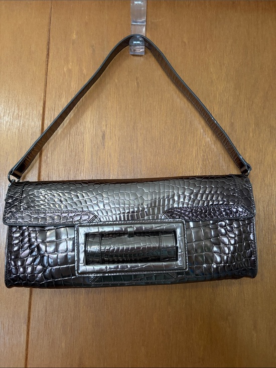 Sondra Roberts Handbags - Sondra Roberts Bronze Croc-Embossed Shoulder Bag